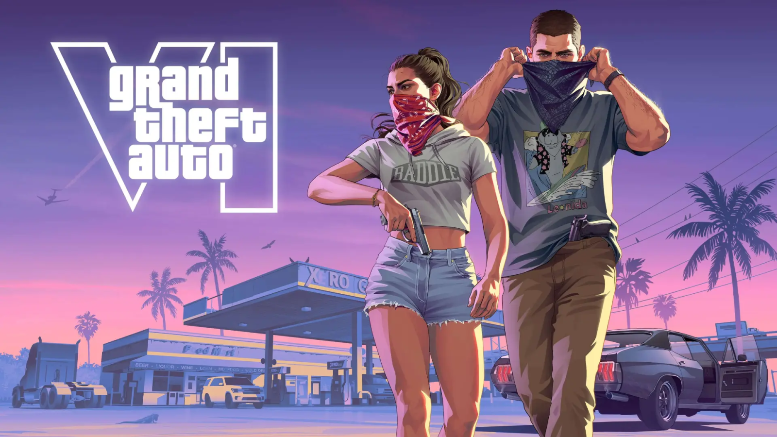 Jason y Lucia caminando por las calles de Vice City en una escena del gameplay oficial de GTA 6